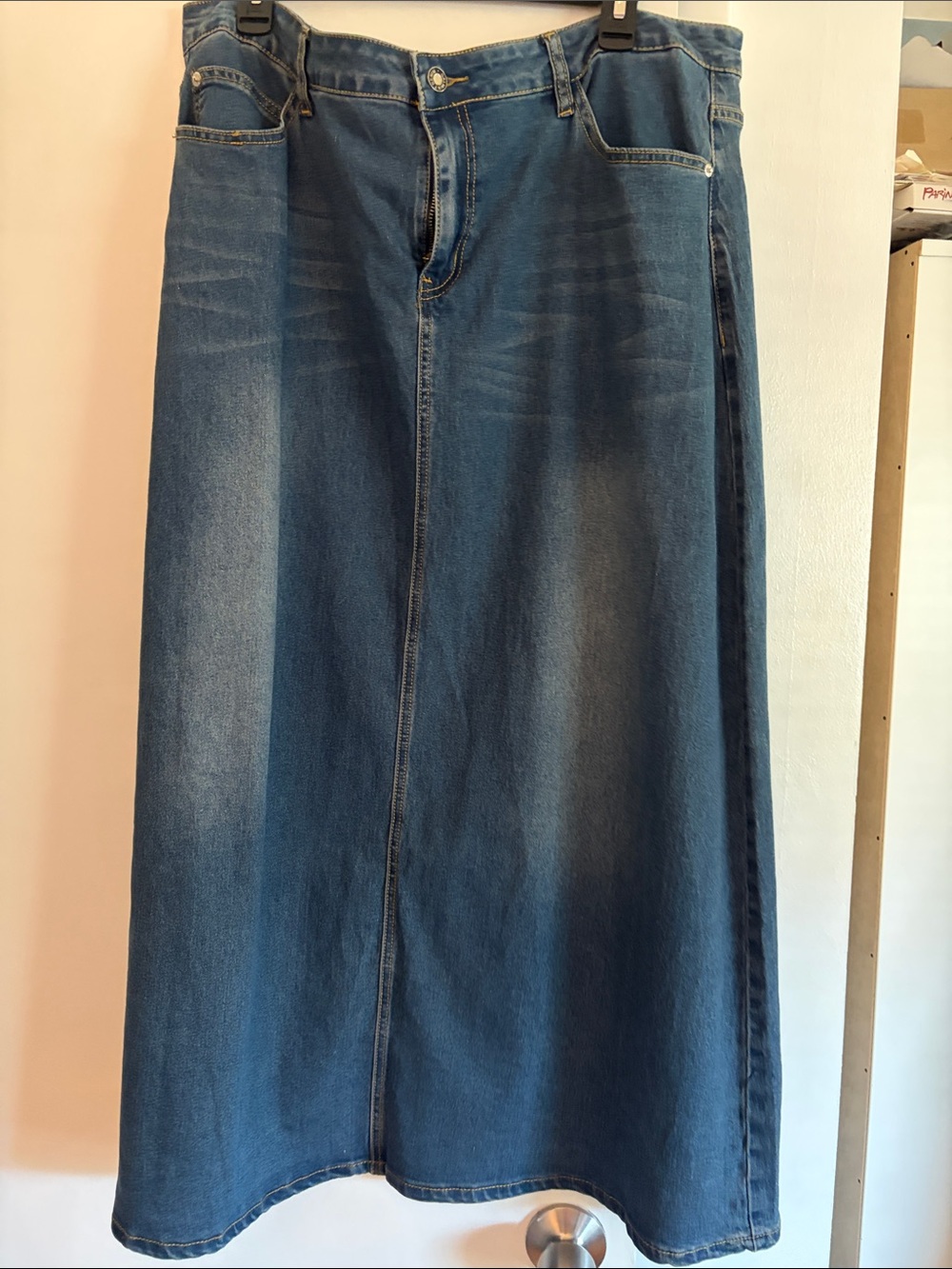 Women's Blue Denim Flare Maxi Skirt - Classic Wide-Leg Jeans Style